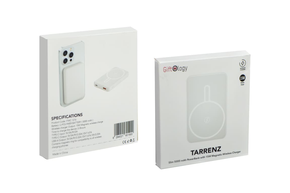 TARRENZ - Giftology 5000 mAh Magnetic Wireless Powerbank - White — view 8 — MaxPrint Dubai