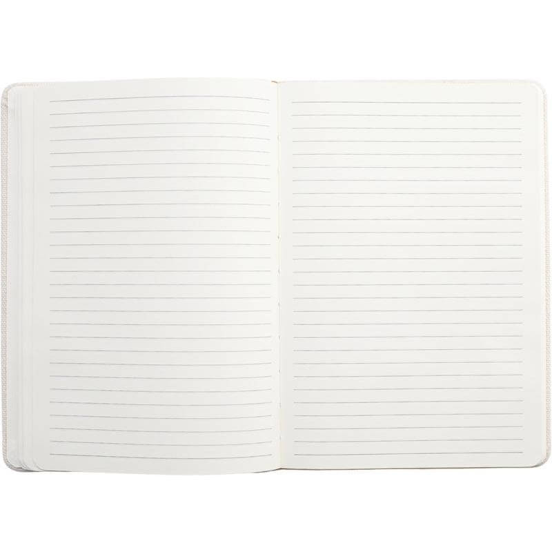 ADANA - Santhome Recycled Canvas A5 Hard Cover Notebook with PU Pocket - Beige — view 5 — MaxPrint Dubai