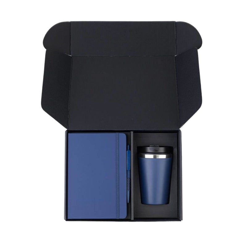 KOKSI - Giftology Set of Double Walled Tumbler, A5 Notebook and Pen - Navy Blue — view 3 — MaxPrint Dubai