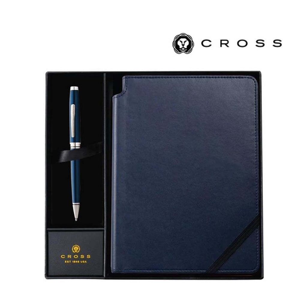 Cross Coventry Blue Lacquer Ballpoint Pen with Classic Blue Journal Gift Set
