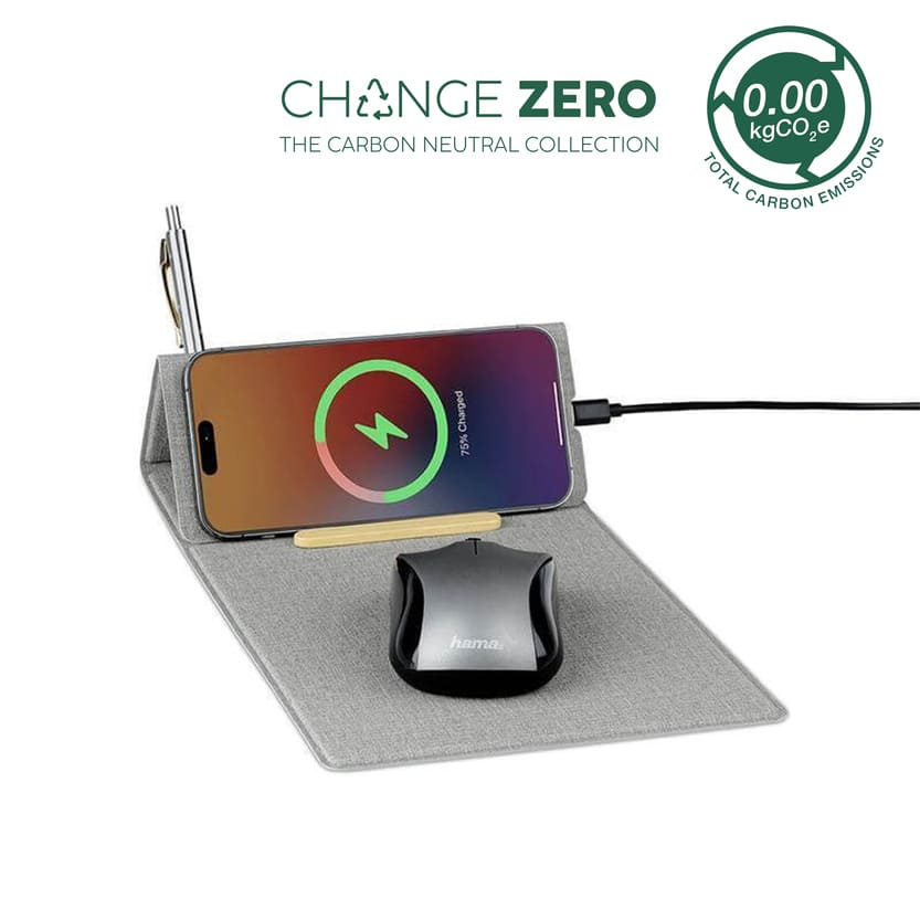 BLACE   CHANGE ZERO Recycled PU 15W Wireless Mousepad & Desk Organizer