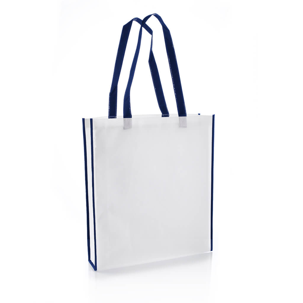 Non-Woven Shopping Bag Vertical White/R.Blue