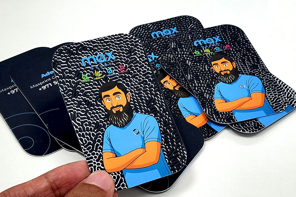 100 Thick Business Cards, Rounded Corner Spot UV Velvet Lamination 700 gsm