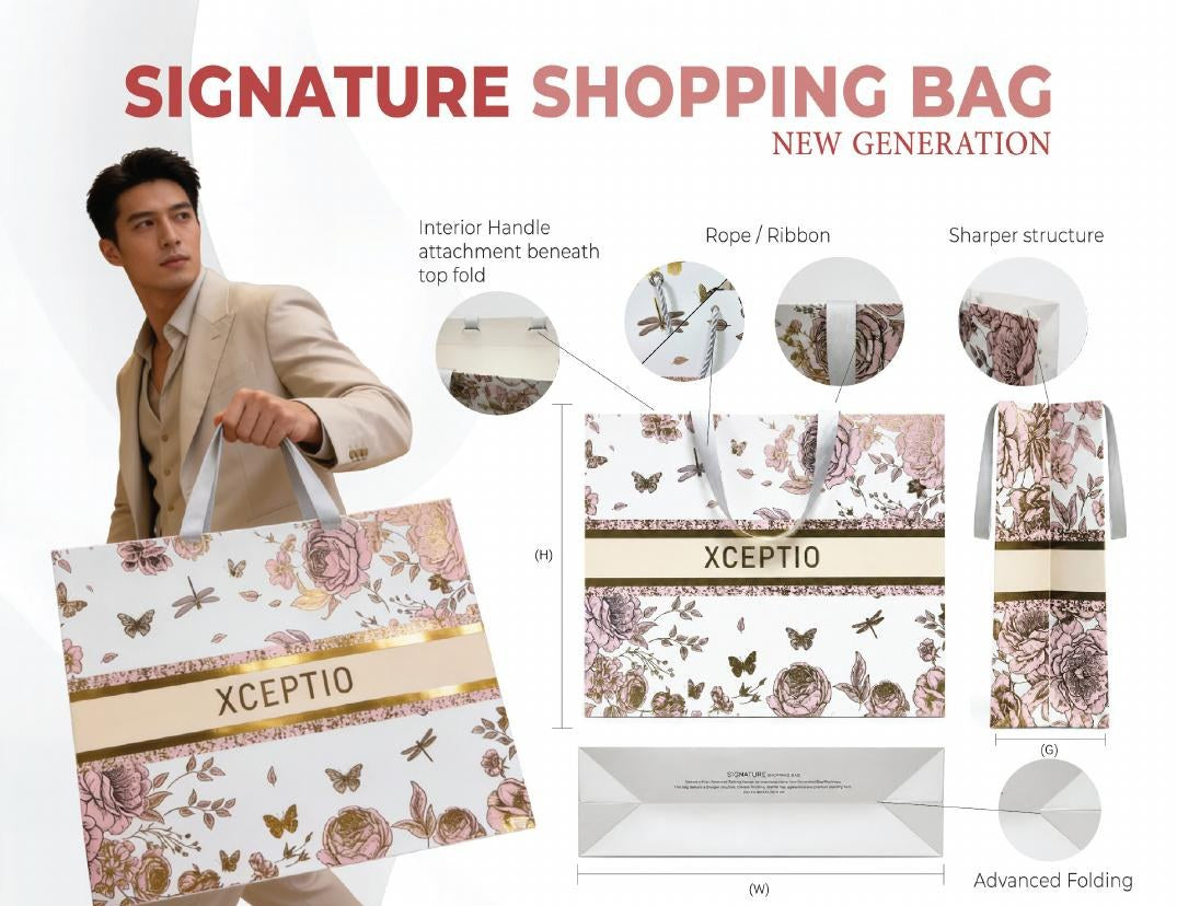 Signature luxury shopping bag XL wide 42x33x14 cm printed Dubai