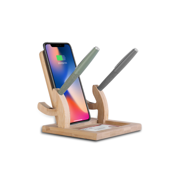 Wireless Lounge — Bamboo Desktop Organizer