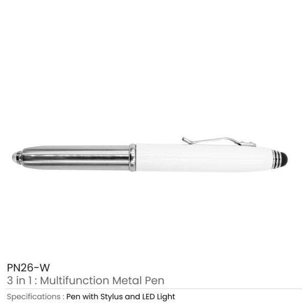 500 3 in 1 Metal Pens with Stylus and Light