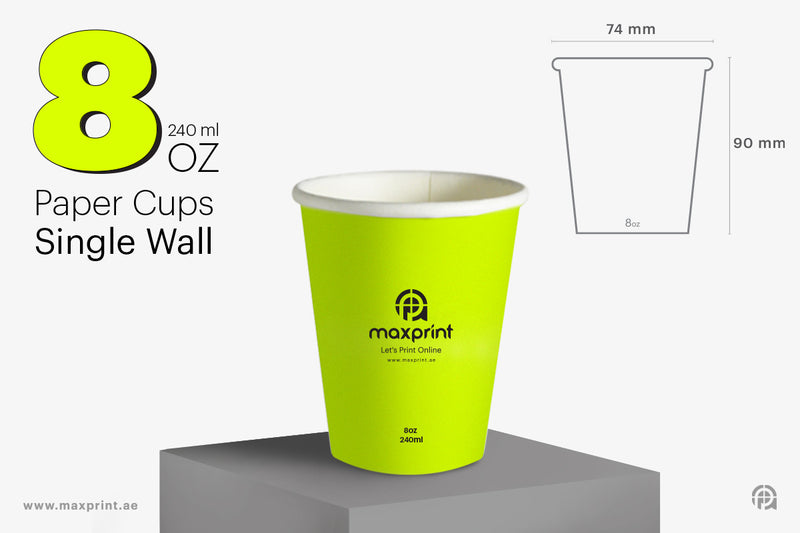 1000 Paper Cups Single Wall 8 oz