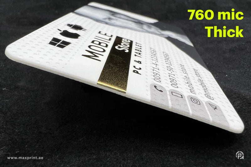 1000 Business Cards, Rounded Corner Gold Foil Spot UV Velvet Laminated 760 mic - Thick