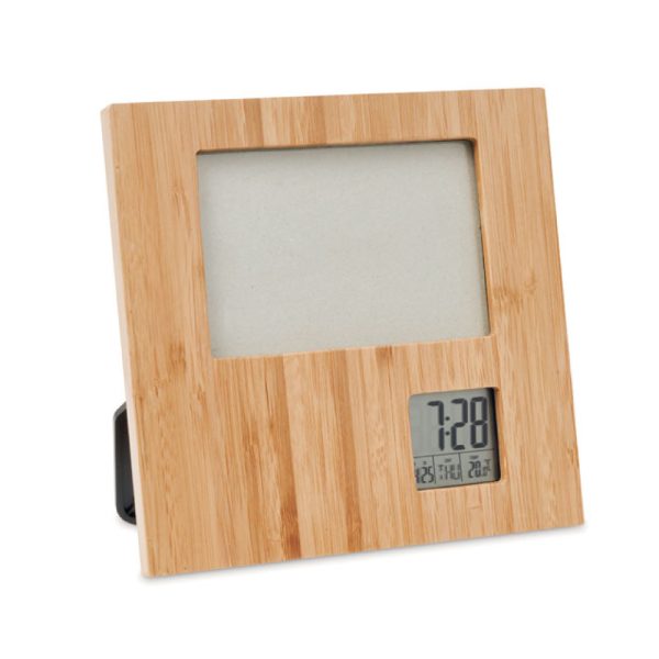 60 Bamboo Photo Frame with Digital Clock