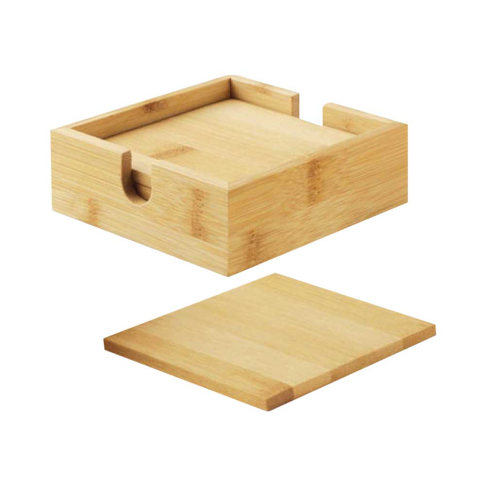 50 Bamboo Tea Coasters with Case
