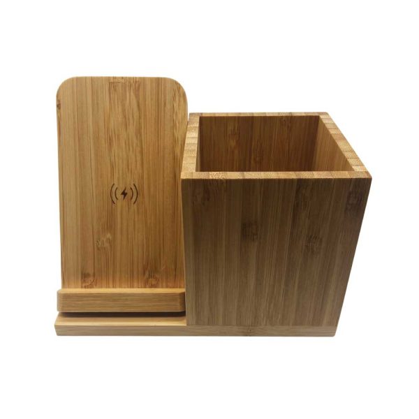 50 Bamboo Pen Holder with 10W Wireless Charger