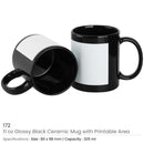 36 Black Ceramic Mugs with Printable Area