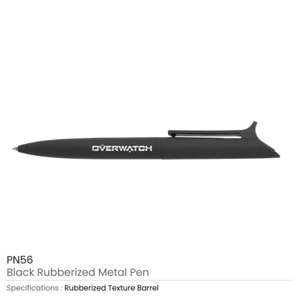 200 Black Rubberized Metal Pens