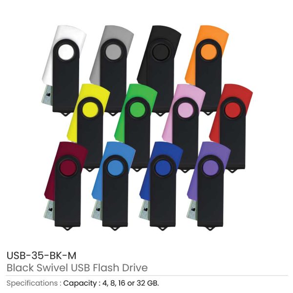 50 Black Swivel USB Flash Drives 4GB