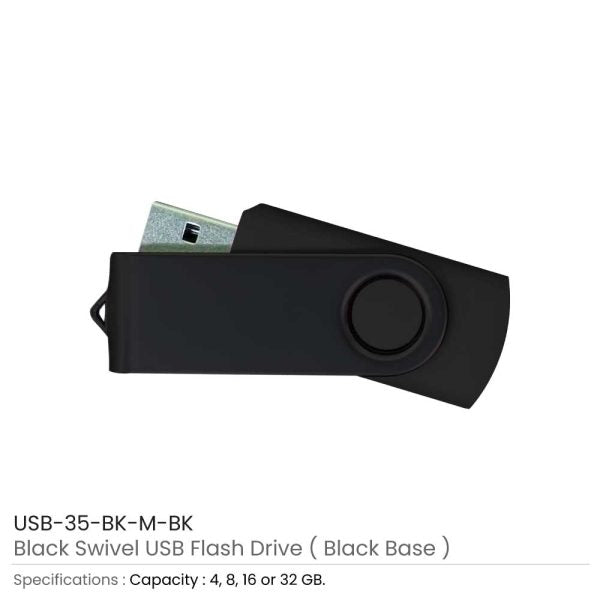 500 Black Swivel USB Flash Drives