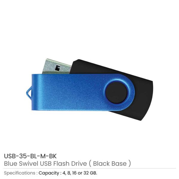 50 Blue Swivel USB Flash Drives - 8 GB