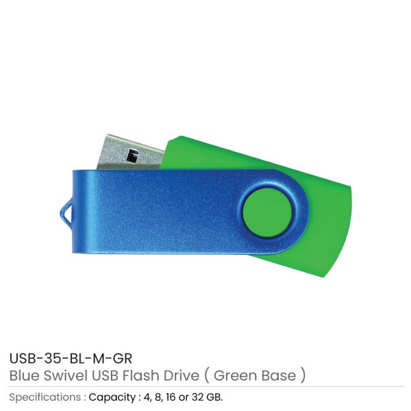 50 Blue Swivel USB Flash Drives - 8 GB