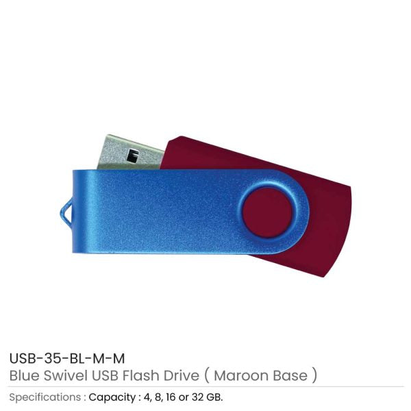 50 Blue Swivel USB Flash Drives - 8 GB