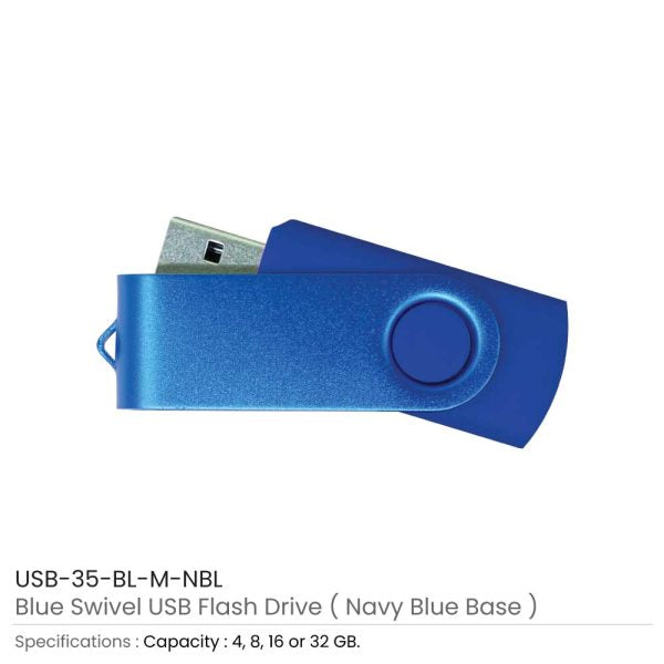 50 Blue Swivel USB Flash Drives - 8 GB