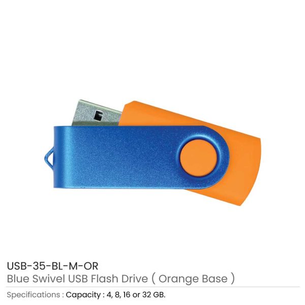 50 Blue Swivel USB Flash Drives - 8 GB