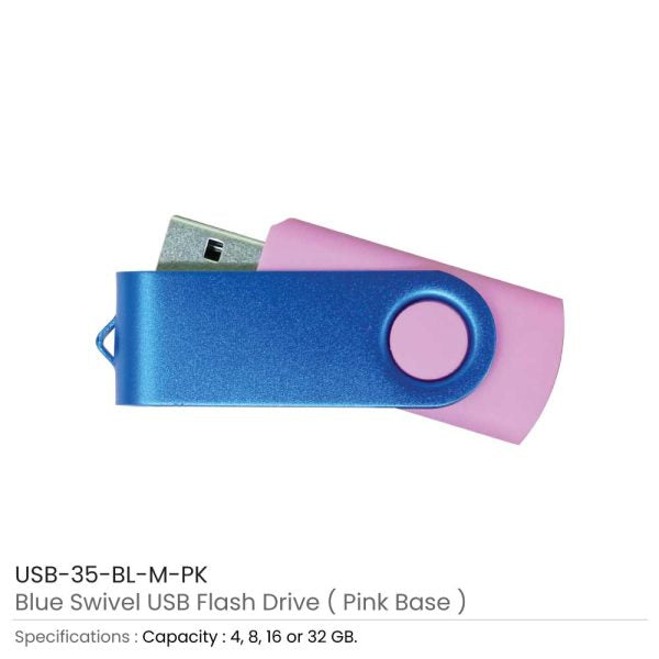 50 Blue Swivel USB Flash Drives - 8 GB