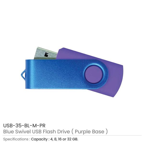 50 Blue Swivel USB Flash Drives - 8 GB