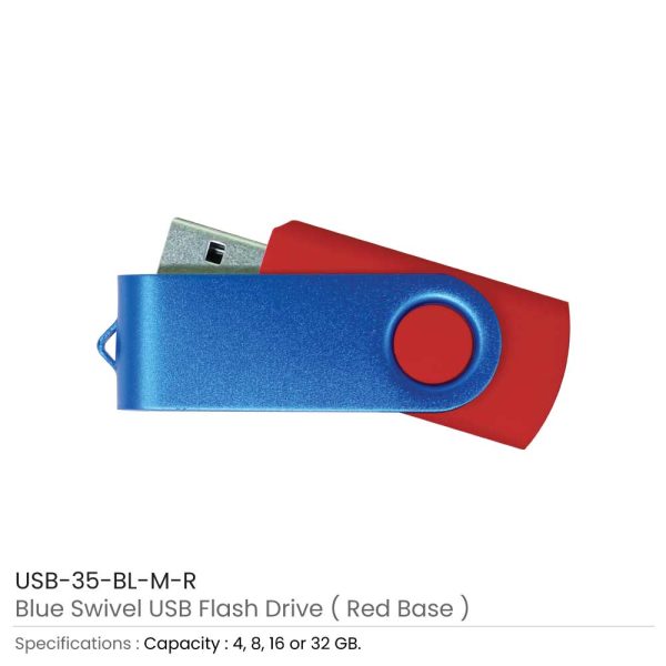 50 Blue Swivel USB Flash Drives - 8 GB