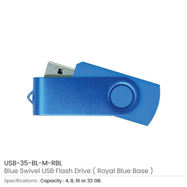 50 Blue Swivel USB Flash Drives - 8 GB