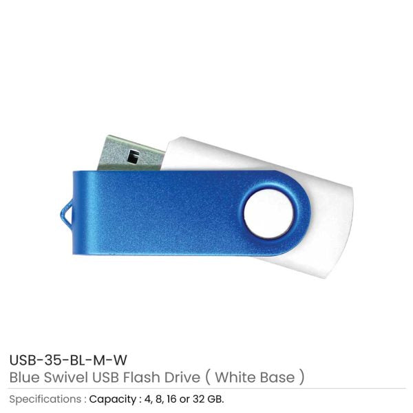 50 Blue Swivel USB Flash Drives - 8 GB