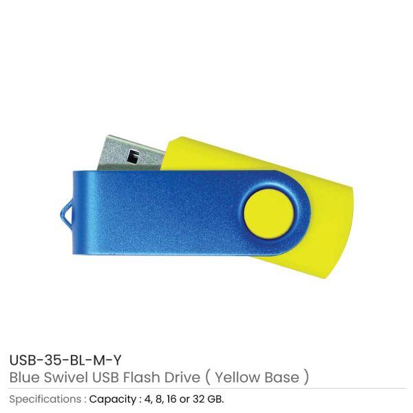 50 Blue Swivel USB Flash Drives - 8 GB