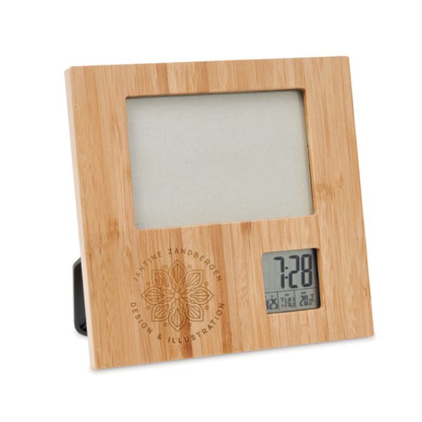 60 Bamboo Photo Frame with Digital Clock
