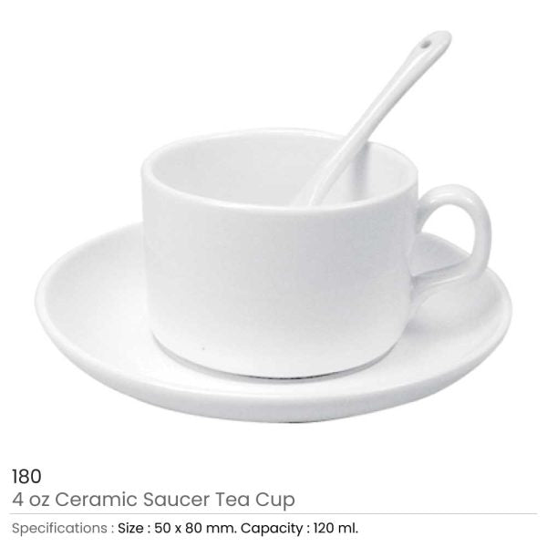 50 Ceramic Saucer Teacups with Spoon