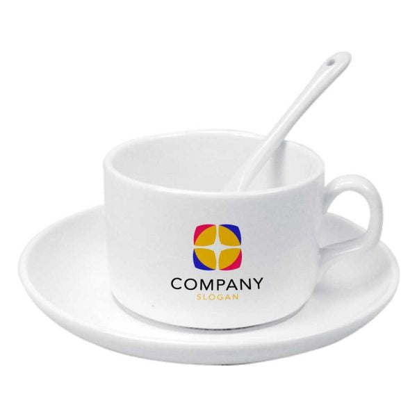 50 Ceramic Saucer Teacups with Spoon