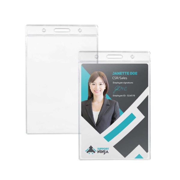 50 Clear Plastic ID Card Holder
