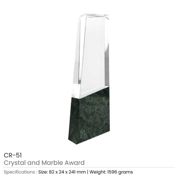 50 Crystal and Marble Awards with Wooden Gift Box