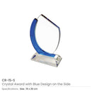 8 Crystal Awards with Blue Design on the side