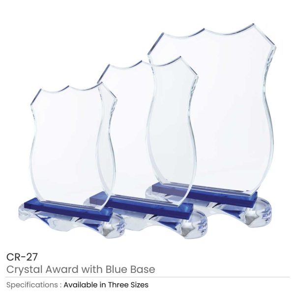 50 Crystal Awards with Blue Base and Box - Larges