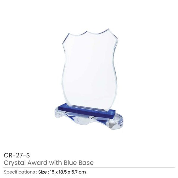 50 Crystal Awards with Blue Base and Box - Small