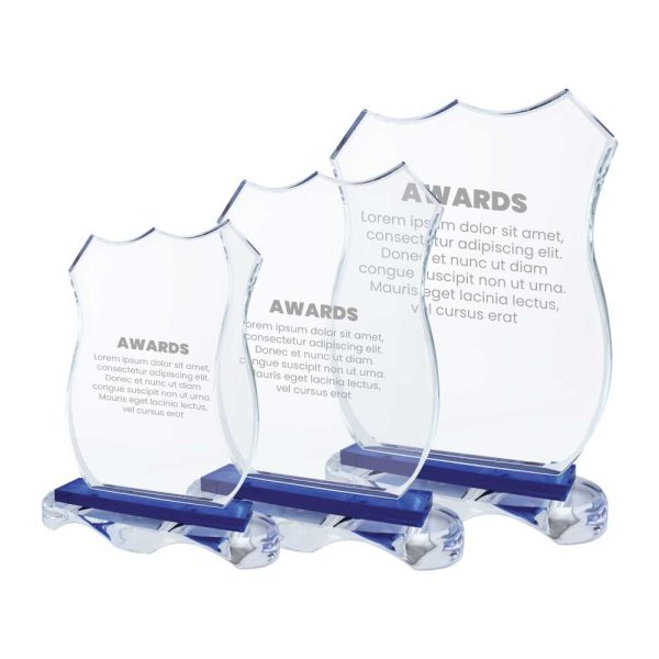 50 Crystal Awards with Blue Base and Box - Small
