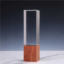 16 Cuboid Shaped Crystal Awards with Wooden Base