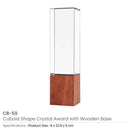 16 Cuboid Shaped Crystal Awards with Wooden Base