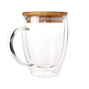 36 Double Wall Clear Glass Mug with Bamboo Lid
