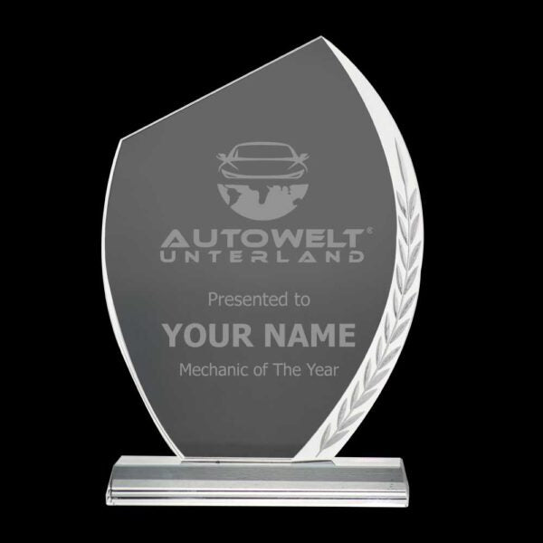 50 Crystal Awards with Engraved Leaf Design & Box
