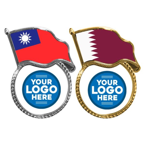 50 Flag Metal Badges