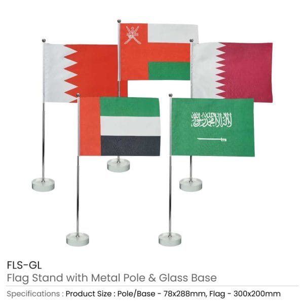 40 Flag with Metal Pole and Glass Base