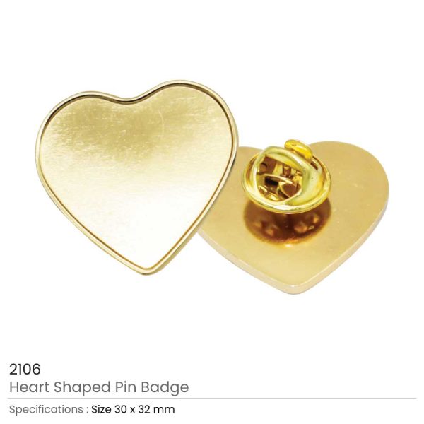 250 Heart Shape Metal Badges