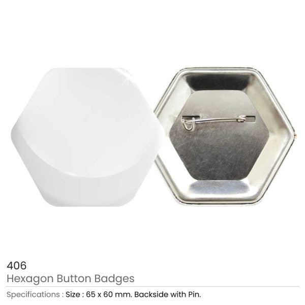 1000 Hexagon Button Badges