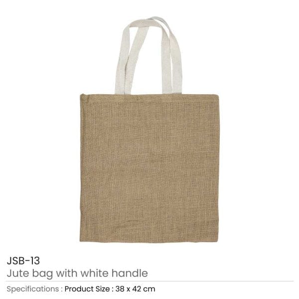 100 Jute Bags with White Handle