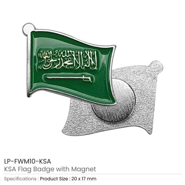 50 KSA Flag Badges with Magnet