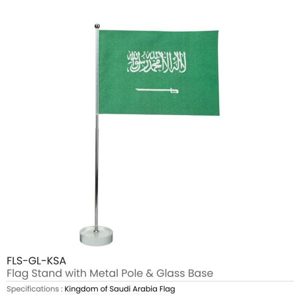 40 Flag with Metal Pole and Glass Base